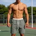 thumbnail image 3 of Mens Shorts Casual Summer Elastic Waist Drawstring Straight Leg Lightweight Knee Length Athletic Shorts with Pockets, 3 of 7
