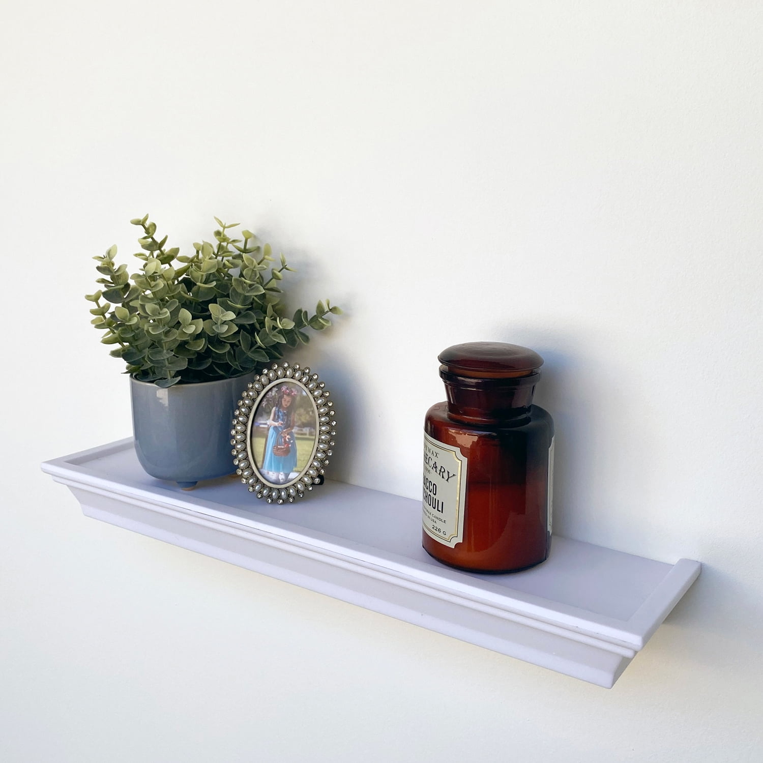 Mainstays 18" Plastic Wall Shelf, White
