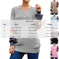 thumbnail image 3 of MYAOYI Womens Color Block Sleeve V Neck Sweater Oversized Knit Pullover, 3 of 8