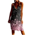 thumbnail image 1 of Pompotops Robe d'Été Décontractée à Manches Courtes Imprimée Boho Col en V avec Ceinture pour Femmes, 1 of 5