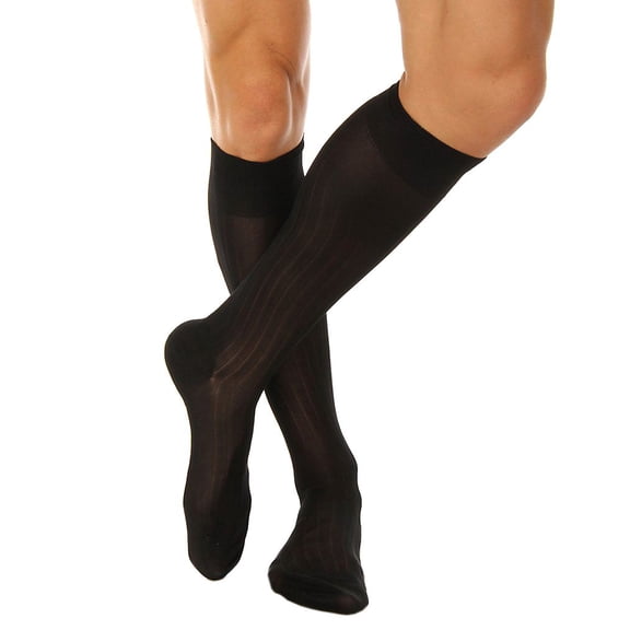 Men's Pantherella 6702 Luxury Silk Over the Calf Sock (Black M)