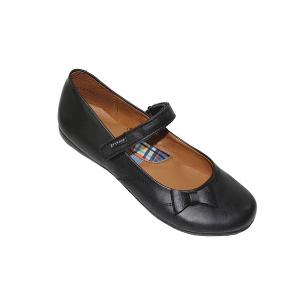 FLAT BALERINA ESCOLAR COQUETA NIÑA MUJER NEGRO PIEL 55915A Leon 55915Ap