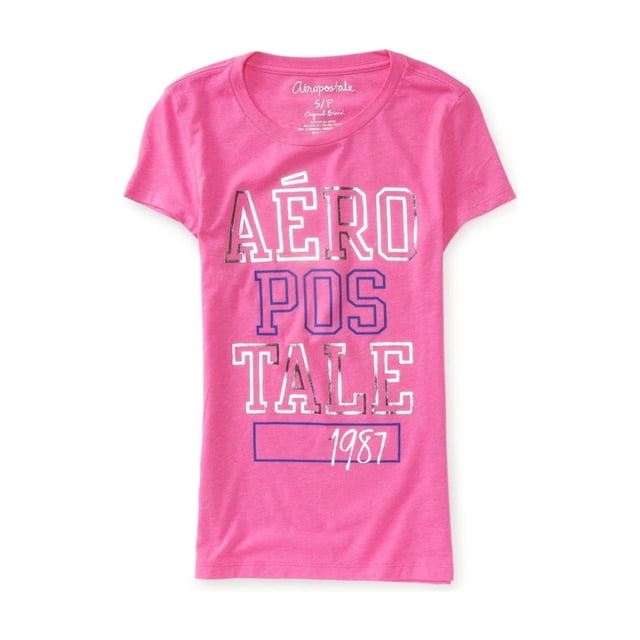Camiseta gráfica con logotipo de lámina Aeropostale para mujer rosa pequeña