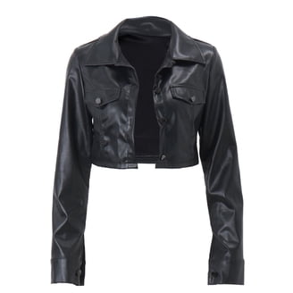 Baberdicy Cropped Jacket Women Plus Size Fashion Leather Jacket
