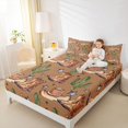thumbnail image 2 of Manfei Western Cactus Fitted Sheet Queen 3-Piece,Cowboy Boots Hats Bedding,Brown Green,1 Fitted Sheet and 2 Pillowcases, 2 of 6