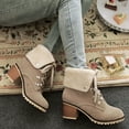 thumbnail image 4 of Mostsola Winter Snow Boots for Women Warm Furry Lined Lug Sole Stacked Heel Lace up Short Booties, 4 of 7