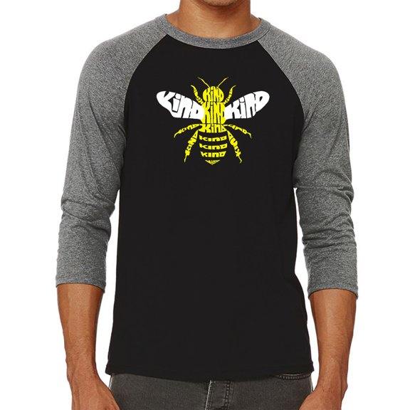 Men's Raglan Baseball Word Art T-shirt - Bee Kind