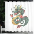 thumbnail image 3 of Ambesonne Dragon Shower Curtain, Fictional Animal Print Art, 69"Wx70"L, Dark Salmon Jade Green, 3 of 4