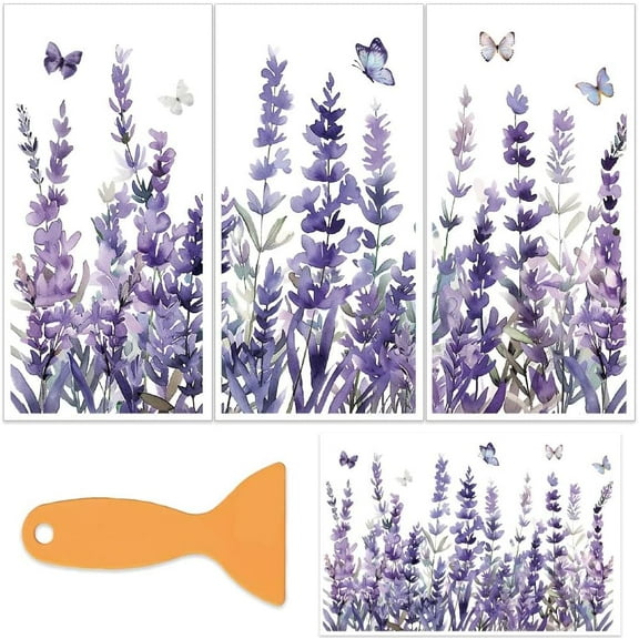 3Pcs/Set Lavender Rub on Transfers for Furniture and Crafts 6x12 Inch Purple Flowers Furniture Decals Decor Butterfly Furniture Transfer Stickers for Wood Furniture Decor Scrapbooking