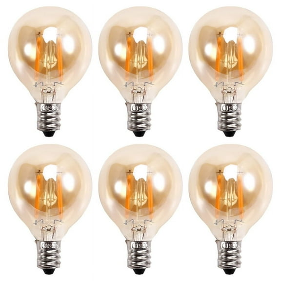 TOP! 6Pcs 1.5W LED G40 Replacement Bulb 220V Retro Globe Gold Dimmable for Indoor/Outdoor String Lights E12 Base