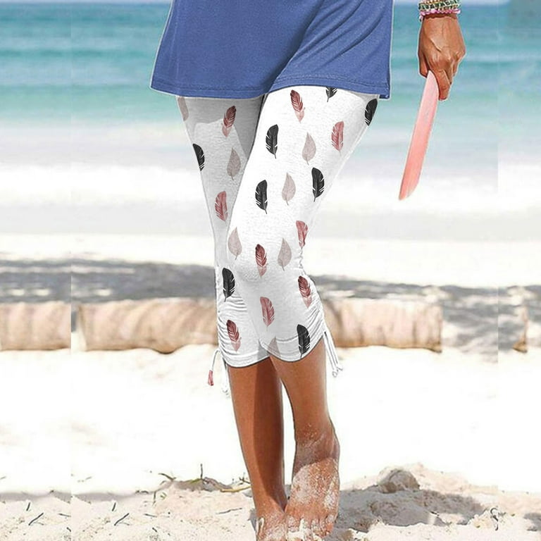 Gaecuw Ladies Capri Pants Casual Leggings for Women Drawstring