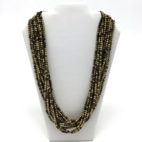 27" Gold on Black Glass Bead Necklace (Dozen)