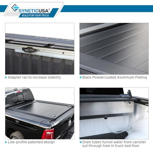 Syneticusa MR Series Retractable T-Slot Rails Hard Truck Bed Cover for 2009-2026 Ram 1500 with Rambox 5'7" Bed