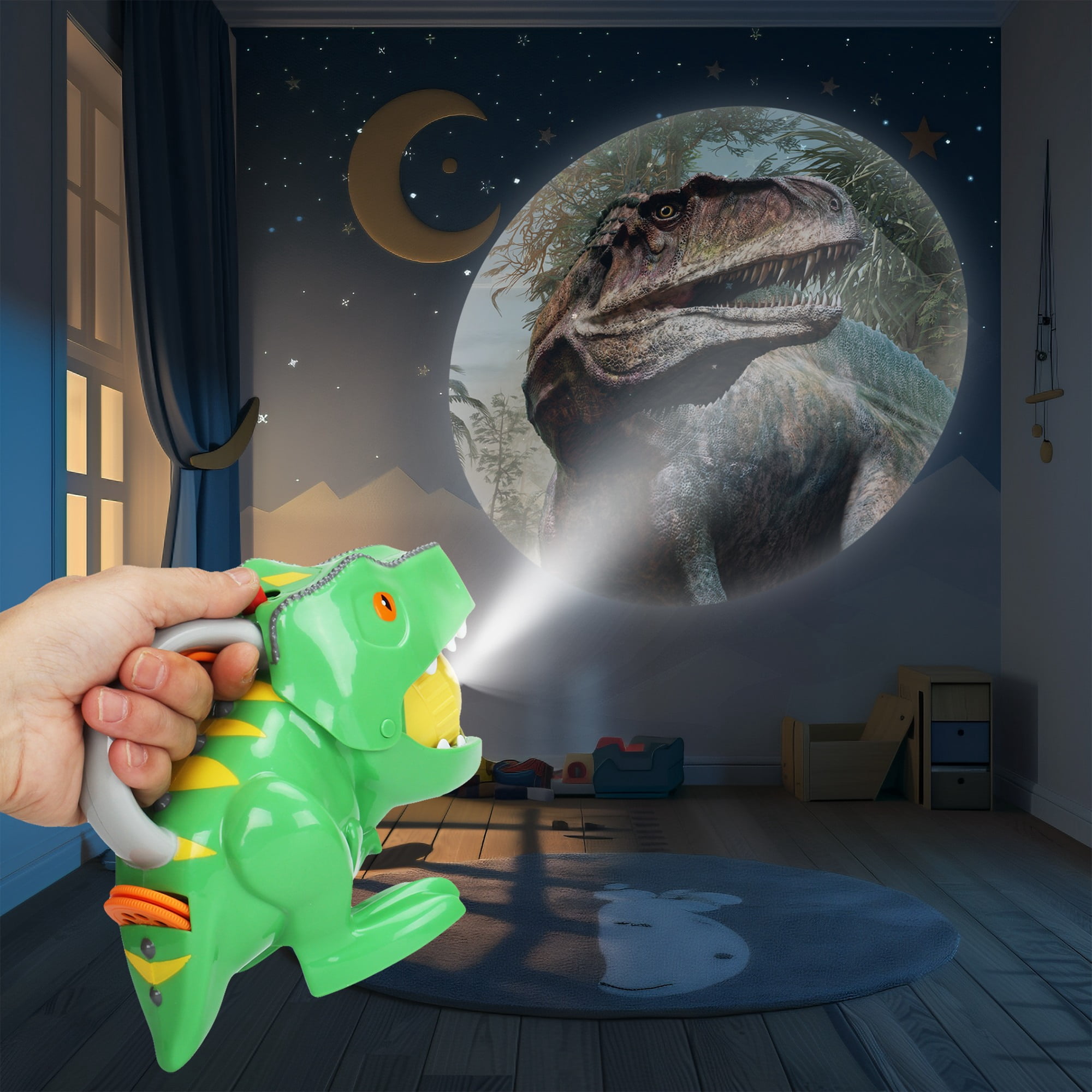 Dino Flashlight & Projector W/ 3 Projector Discs & 24 Color Images