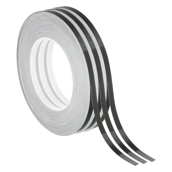 Uxcell Metalized Polyester Film Tape, Metallic Decor Tape for Detailing Accent Wall Glossy Black, 1/4 inch x 55 Yards, 3 Pack