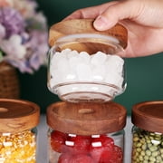 8 Pcs Spice Containers 8.5oz Glass Spice Jars With Acacia Lid and Labels - Stackable Empty Round Spice Canister for Kitchen