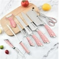 thumbnail image 2 of Kitchen Knife Set, 9-Pieces Pink Sharp Non-Stick Coated Chef Knives Block Set, Stainless Steel Knife Set for Kitchen with Sharpener for Cutting Slicing Dicing Chopping, 2 of 8