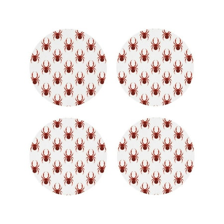 

Matuu Spiders Insects for Cup Coasters Set of 4 Leather Coasters Desk Coasters for Office Measures 4” x 4”-Round Shape