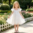 thumbnail image 2 of Girls Flutter Sleeve Party Dress Sequin 3D Wing Mesh Ball Gown Dress, 2 of 6