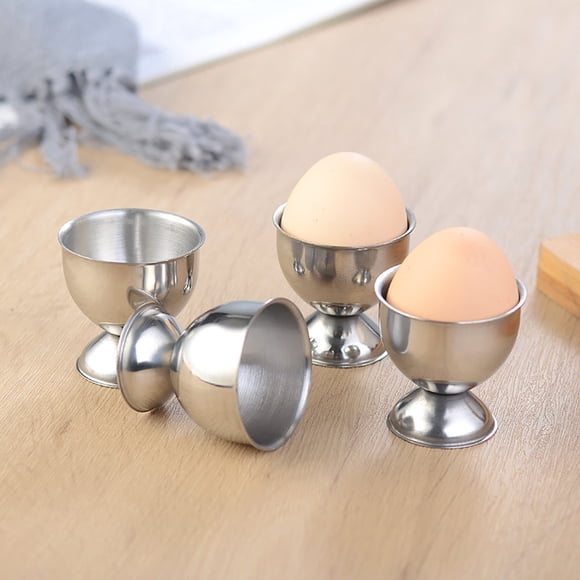 Jinsinto Egg Cups Stainless Steel 4 Pieces, Egg Holder Set, Tray Breakfast Egg Cup Holder