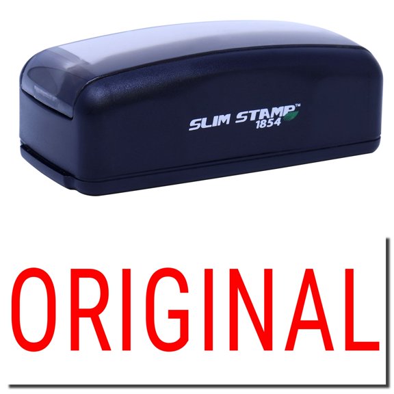 Large Pre-Inked Narrow Font Original Stamp, Slim 1854, Ultra Slim Design, Impression Size 1-13/16" by 2-1/2", Up to 25,000 Impressions - Red Ink
