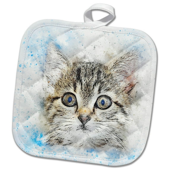 3dRose, Funny Watercolor Cat Pet, 8x8 Potholder
