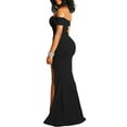 thumbnail image 2 of YMDUCH Robe de Soirée Longue Fendue Haute Épaules Dénudées pour Femmes Noire, 2 of 4
