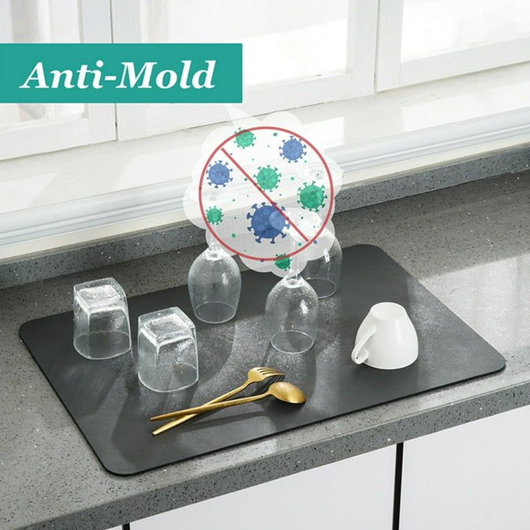 Dish Drying Mat, Kitchen Countertop Absorbent Pad, Washstand Drain