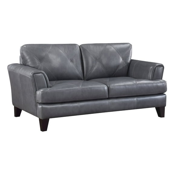 Lexicon Thierry 19" Modern Plywood and Leather Loveseat in Gray