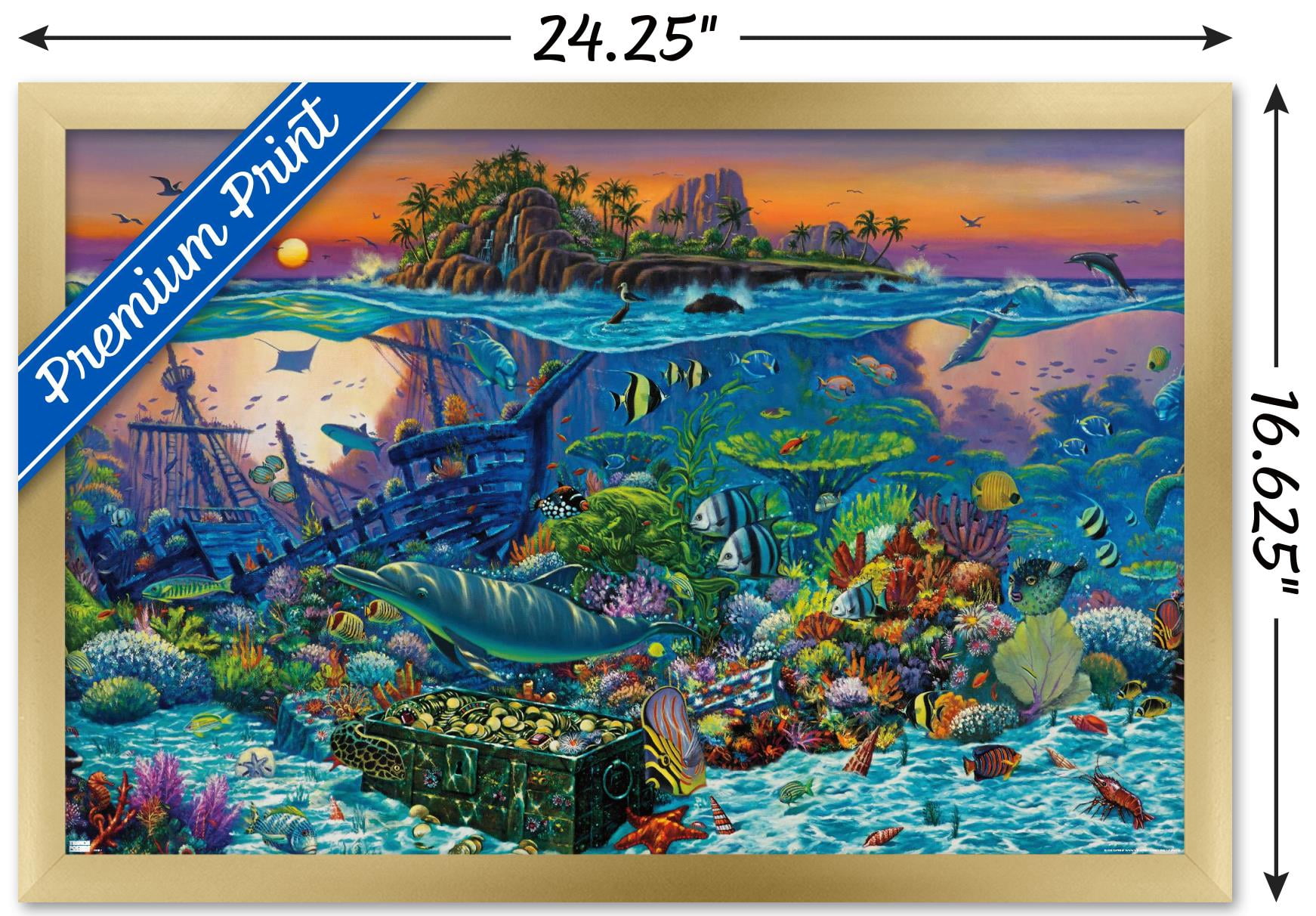 Wil Cormier - Coral Reef Wall Poster, 14.725" x 22.375", Framed