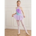 thumbnail image 5 of CHICTRY Girls Figure Ice Skating Dress Sequins Floral Long Sleeve Dance Competition Gymnastics Skirted Leotard A Light Purple 14, 5 of 7