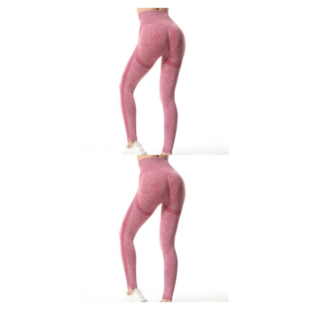 Guardurnaity Pantalones elásticos de cintura alta para mujer, pantalones deportivos hasta los tobillos de entrenamiento para niñas, pantalones Vino rojo L 2piezas