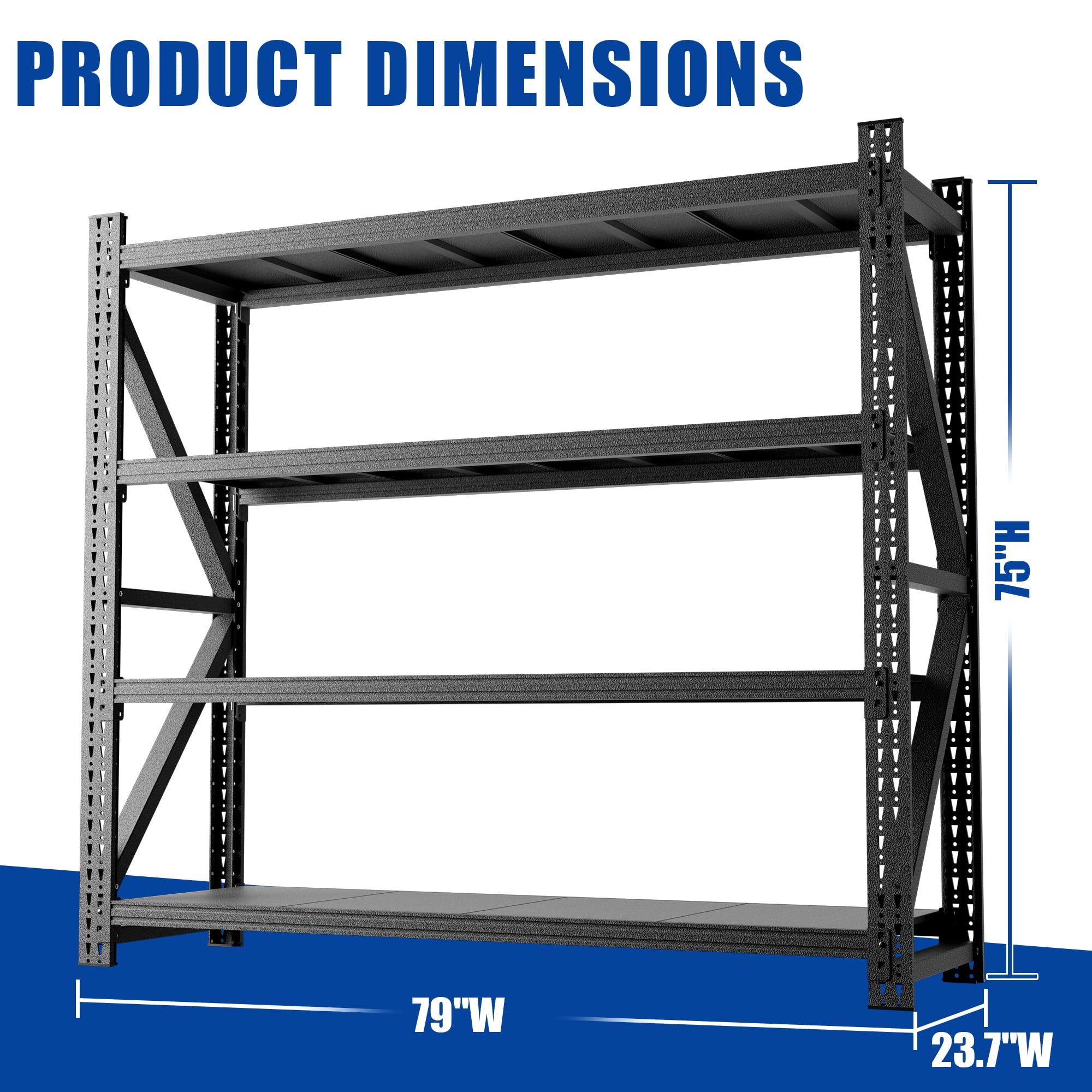 Xiweot 4-Tier Heavy Duty Metal Storage Shelving,6000lbs Capacity Adjustable Industrial Metal Shelving Unit,Freestanding Storage Rack for Garages,Warehouses,Pantry,79"W x 23.7"D x 75"H