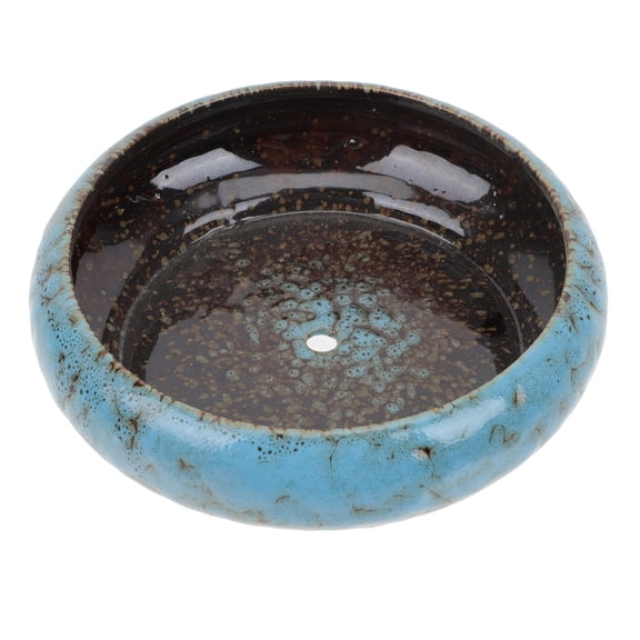 Rustic Ceramic Bonsai Planter Pot with Drainage Hole, Glazed Landscape Flower Pot for Indoor and Outdoor Decor