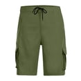thumbnail image 4 of Resicozy Mens Cargo Shorts Lightweight Elastic Waist Knee Length Bermuda Shorts with Pockets Summer Short Cargo Pants Army Green L, 4 of 7