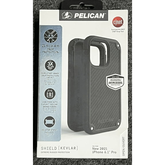 Pelican Kevlar Shield Case and Holster for iPhone 13 Pro (6.1") Black