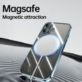 thumbnail image 5 of ELEHOLD Plating Case for iPhone 16,Transparent Clear Back Magnetic Compatible with Mag Safe Charging Foldable Kickstand Shockproof Anti-Yellowing Case for iPhone 16,Blue, 5 of 6