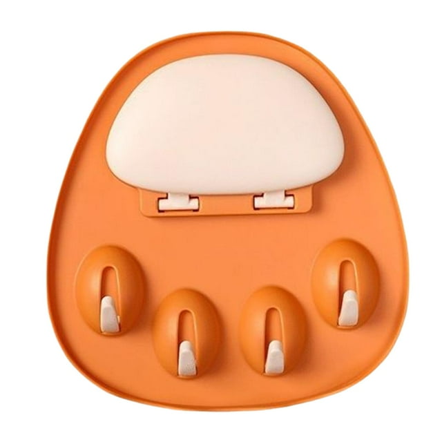 Soporte para tapa de olla con forma de pata de gato, organizador de cocina, organizador reutilizable para tapa de olla, estante para cucharas naranja