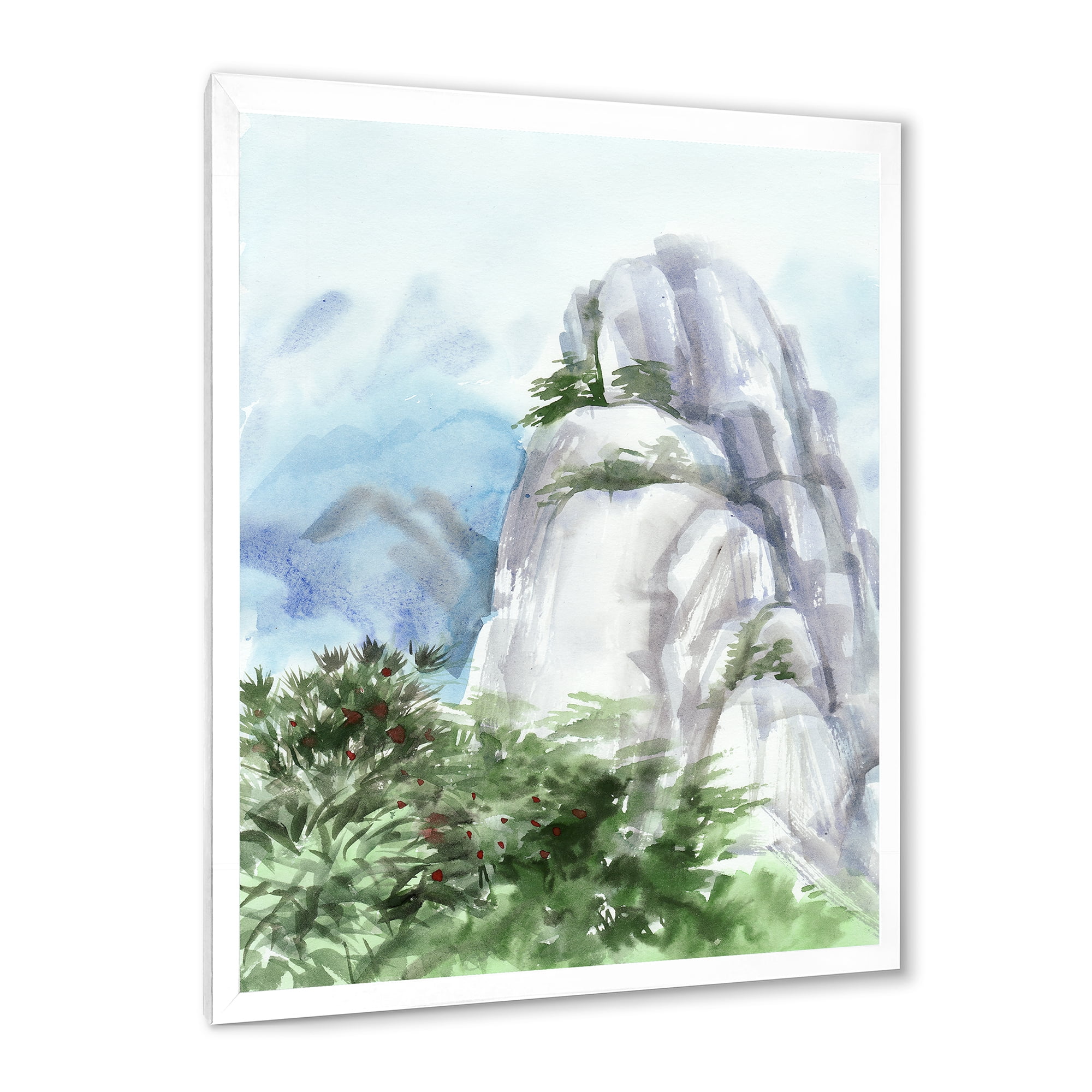 Designart 'The Clouds Over Mountain Top' Traditional Framed Art Print