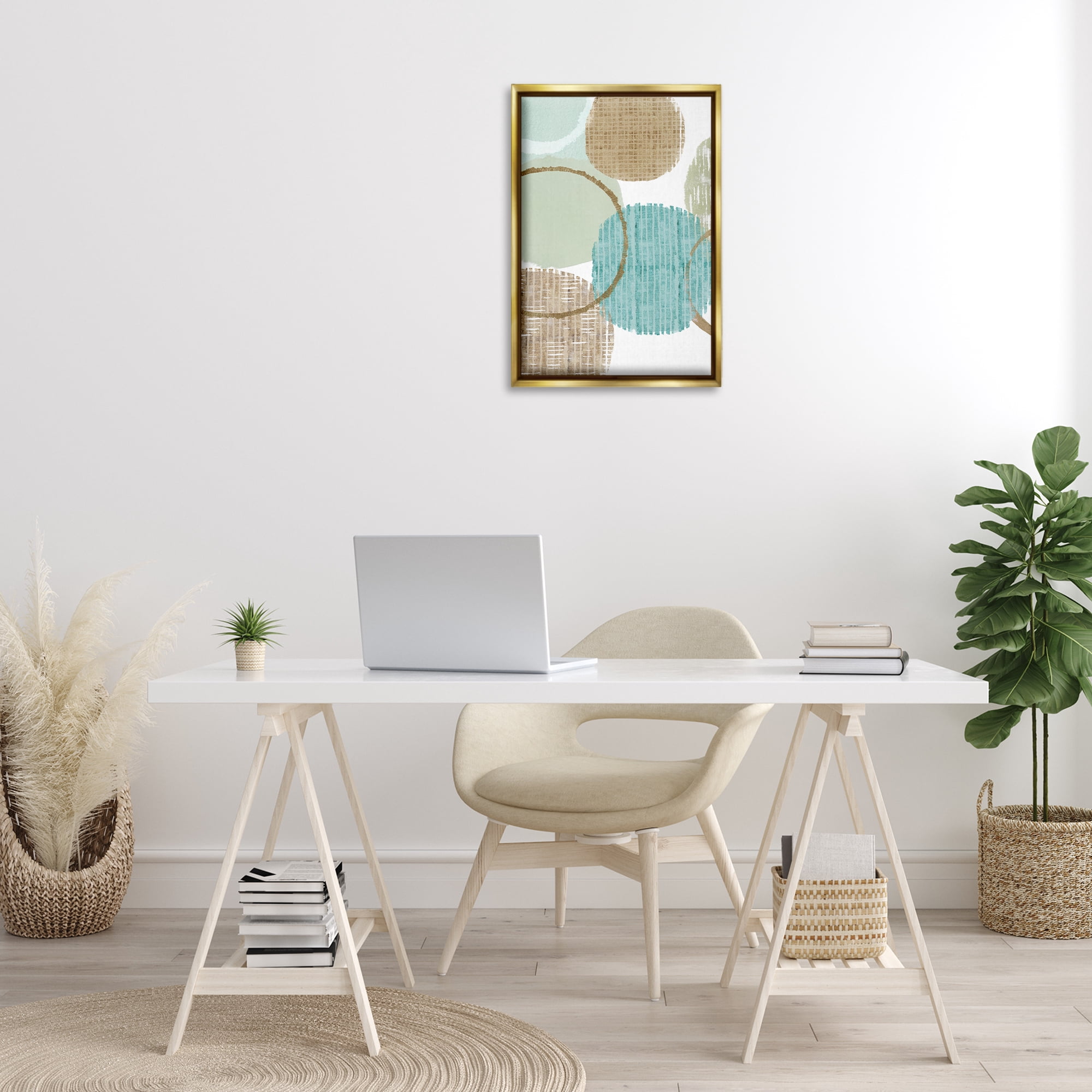 Stupell Industries Good Times Ahead Shapes Abstract Painting Gold Floater Framed Canvas Art Print Wall Art, 17 x 25