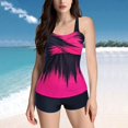 thumbnail image 2 of Fadeal Bathing Suit for Women Women Plus Size Tankini Swimsuits Two Piece Color Block Cutout Flowy Tummy Bathing Suits with Shorts Tankini Swimsuits for Women Hot Pink M, 2 of 4