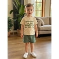 thumbnail image 4 of Loicainy Toddler Baby Boy Summer Outfits 6 12 18 24 Months 2T 3T 4T Letter Print Short Sleeve T-shirts and Solid Shorts 2 Piece Clothes Set, 4 of 9