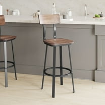 Emma   Oliver Antique Copper Dining Bar Stool with Wood Back/Seat and Gray Powder-Coated Frame