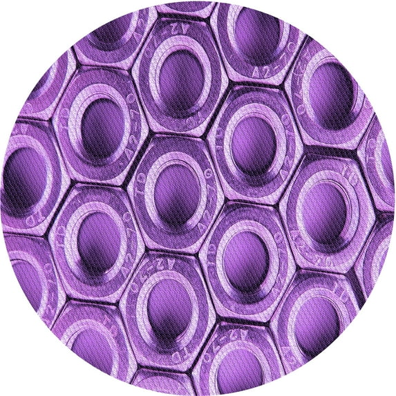 Ahgly Company Machine Washable Indoor Round Transitional Violet Purple Area Rugs, 8' Round