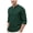 Green, variant on Men's Linen Mandarin Collar Long Sleeve Shirt 1/4 Button Banded Collar Shirt Beach Tops For Late Summer Early Fall