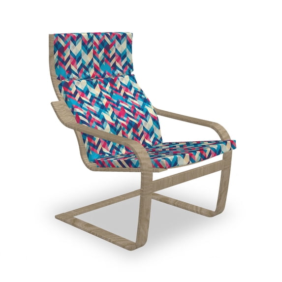 Chevron Armchair Pad and Slipcover, Zigzag Pattern Downward Parallel Lines Hipster Bohemian Style Grunge Illustration, 1 Piece Soft Cushion Replacement with Removable Cover, Multicolor, by Ambesonne