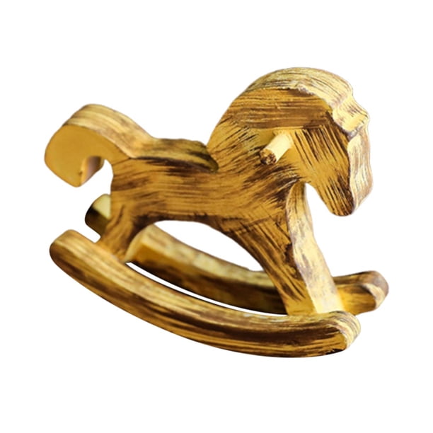 Caballo mecedor de madera para decoración de mesa, arte, mobiliario, artesanía, centro de mesa, adorno Amarillo