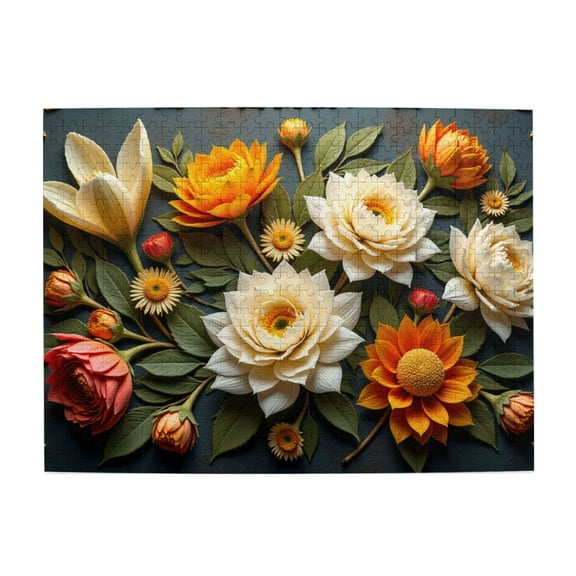 500 Piece Paper Flower Jigsaw Puzzle For Adults – Intricate Floral Arrangement， Challenging And Relaxing Puzzle Game， Unique Artwork， Great Gift Idea For Home Decor