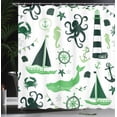 thumbnail image 3 of Ambesonne Nautical Shower Curtain, Pastel Colors Lighthouse, 69"Wx84"L, Emerald and Green, 3 of 4