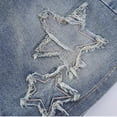 thumbnail image 6 of LYMAYTER ‌Teens Girls Young Women Denim Skirt Summer A-Line Stretch Waist Star Print Shorts Casual‌ 5-14Y, 6 of 8